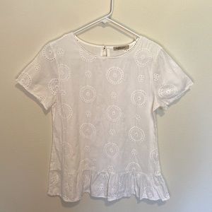 Valentina Naldi White Eyelet Blouse Size S